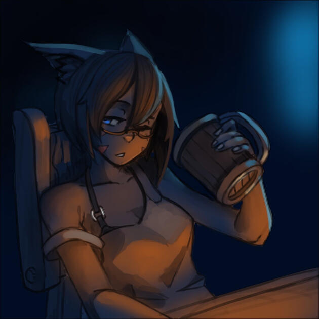 Aayla spending a night at the Drunken Wench all by her lonesome.